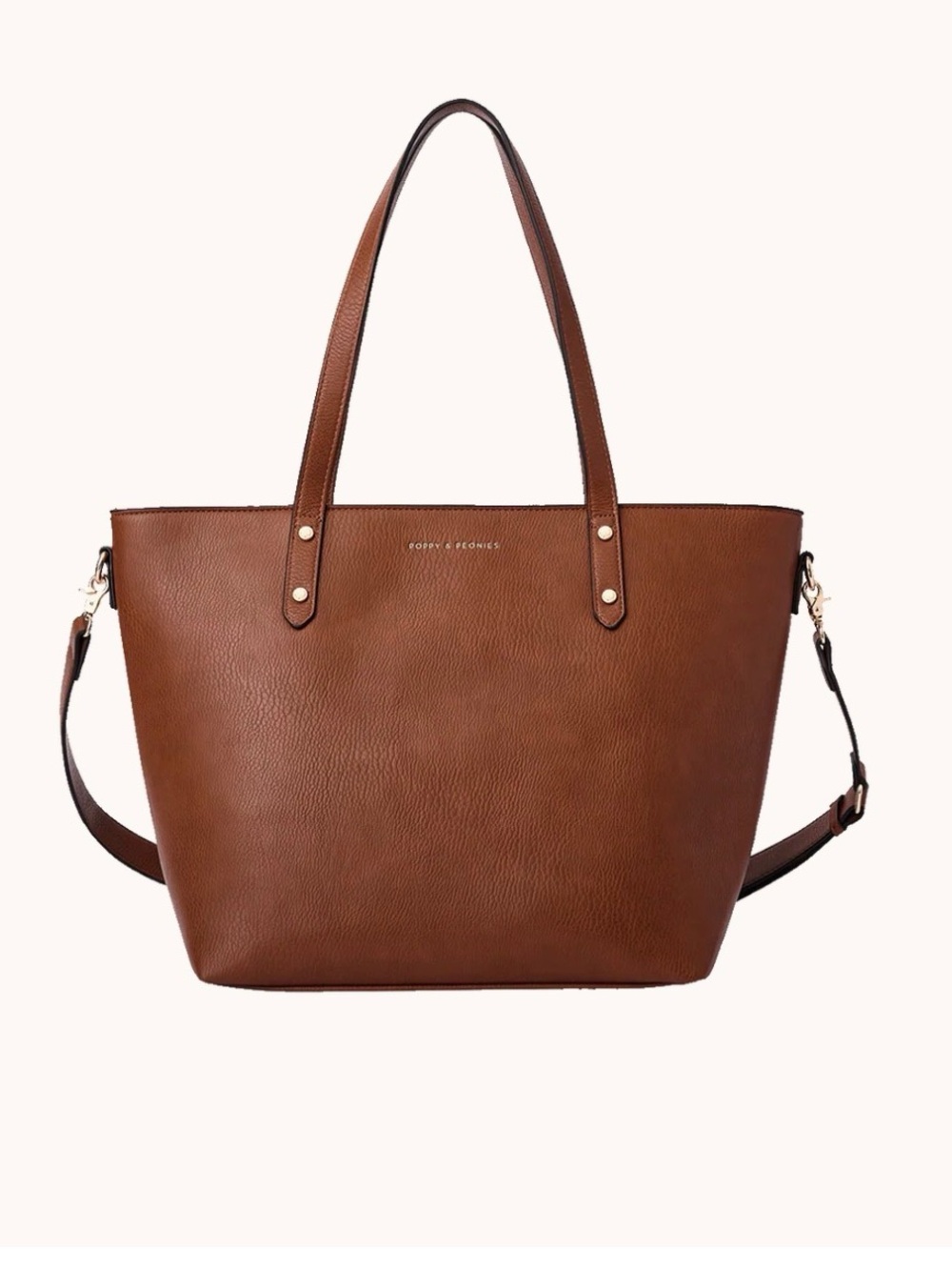 Poppy & Peonies Cognac Tote Bag
